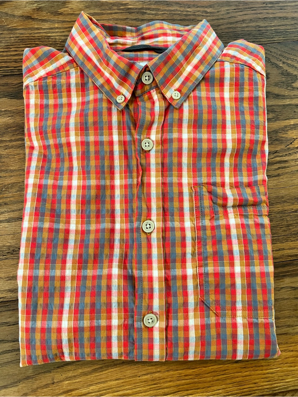 Columbia Red Multi-Check Button-Down Shirt